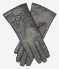 CC4101 (charcoal) - Women’s Italian cashmere lined leather gloves with floral accents 1