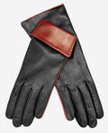 CC4141 (black) - Women’s Italian cashmere lined leather gloves with contrast cuff 1