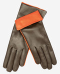 CC4141 (brown) - Women’s Italian cashmere lined leather gloves with contrast cuff 1