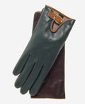 CC4160 (forest/brown) - Women’s Italian cashmere lined leather gloves with buckle 2