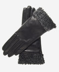 CC4172 (black/silver) - Women’s Italian cashmere lined leather gloves with Persian lamb cuffs 1