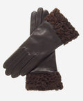 CC4172 (brown) - Women’s Italian cashmere lined leather gloves with Persian lamb cuffs 2