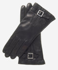 CC4201 (black) - Women’s Italian cashmere lined leather gloves with buckle 2