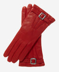 CC4201 (red) - Women’s Italian cashmere lined leather gloves with buckle 1