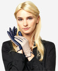 CC4313 (beige/blue) - Women’s two-tone Italian cashmere lined leather gloves 5