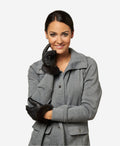 CC4327 (black) - Women’s Italian lambskin winter gloves cashmere lined with rabbit fur cuff 4
