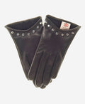 CC4391 (black) - Women’s Italian cashmere lined leather gloves with studs 1