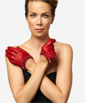 CC4391 (red) - Women’s Italian cashmere lined leather gloves with studs 5