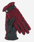 CC4510 (red) - Women’s Italian cable knit cashmere and leather winter gloves 1