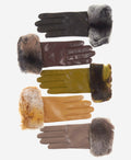 CC4514 (moss) - Women’s Italian Rex rabbit fur cuff lambskin gloves 2