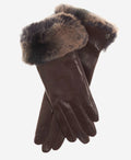 CC4514 (brown) - Women’s Italian Rex rabbit fur cuff lambskin gloves 1