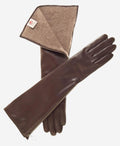 CC4879W8 (brown) - Elbow length Italian cashmere lined gloves with side zpper 1