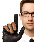 Umberto (camel brown) - Italian lambskin leather driving gloves & touchscreen feature 2