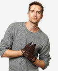 CD3501 (brown) - Men’s handsewn Italian lambskin leather driving gloves 2