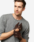CD3501 (brown) - Men’s handsewn Italian lambskin leather driving gloves 3
