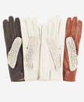 CD4020 (cream) - Women’s Italian crochet and leather driving gloves 3