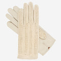 CD4020 (cream) - Women’s Italian crochet and leather driving gloves 1
