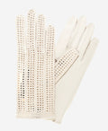 CD4020 (cream) - Women’s Italian crochet and leather driving gloves 2