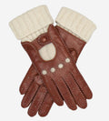 CD4141 (brown) - Women’s Italian winter leather driving gloves with cashmere lining 2