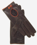 CD4255 (brown) - Women’s Italian leather driving gloves with contrast welting 1