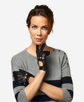 CD4266 (black) - Women’s Italian leather driving gloves with contrast stitching 3