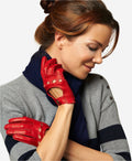 CD4266 (red) - Women’s Italian leather driving gloves with contrast stitching 3