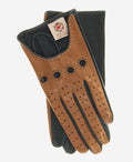 CD4363 (camel/forest) - Women’s two-tone Italian leather driving gloves 1