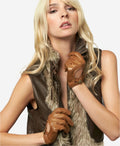 CD4378 (saddle) - Women's sporty Italian leather driving gloves 3