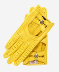 CD4378 (yellow) - Women's sporty Italian leather driving gloves 1