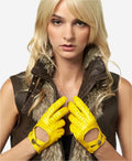 CD4378 (yellow) - Women's sporty Italian leather driving gloves 3