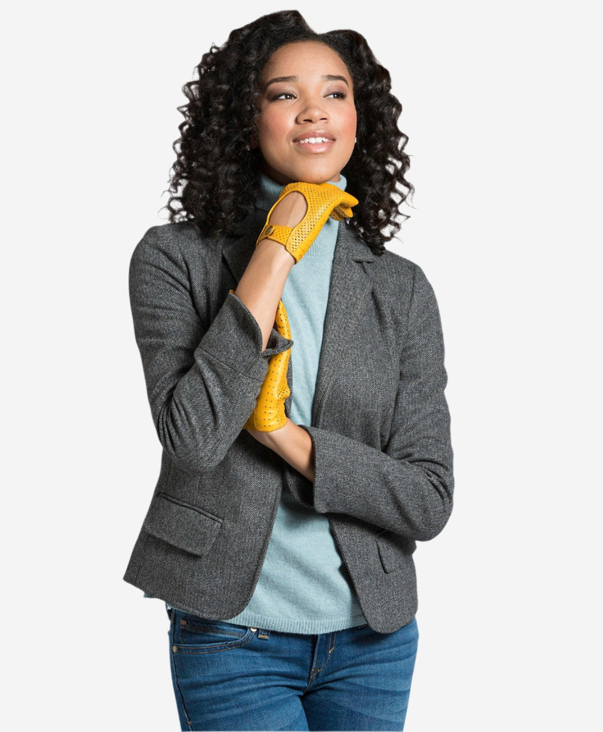 CD4466 (yellow) - Women’s Italian ventilated leather driving gloves