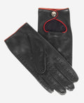CD4927 (black) - Women’s Italian leather driving gloves with accent piping 1
