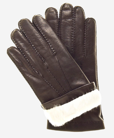 CR3103 (brown) - Men’s handsewn Italian rabbit fur gloves, by Leather Gloves Online
