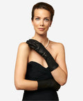 CR4001W6 (black) - Italian rabbit fur lined 6-button length leather gloves 4