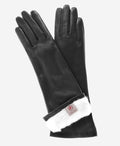 CR4001W6 (black) - Italian rabbit fur lined 6-button length leather gloves 1