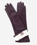 CR4001W6 (brown) - Italian rabbit fur lined 6-button length leather gloves 1