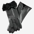 CR4302 (black) - Women’s Italian rabbit fur gloves with button 1