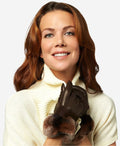 CR4347 (brown) - Women’s Italian Rex rabbit fur cuff cashmere lined winter leather gloves 4