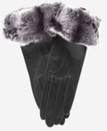 CR4405 (black) - Women’s Italian leather winter gloves with Rex rabbit fur cuff 1