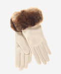 CR4450 (cream) - Women's Italian Orylag rabbit fur cuff cashmere lined winter leather gloves 1