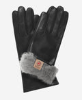 CR4606 (black) - Women's Italian natural rabbit fur gloves 3-button length 1