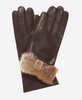 CR4606 (brown) - Women's Italian natural rabbit fur gloves 3-button length 1