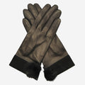 CS4033 (black) - Women's Italian Silk Lined Lambskin Leather Gloves with Mink PomPom 1