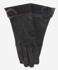 CS4033 (black) - Women's Italian Silk Lined Lambskin Leather Gloves with Mink PomPom 2