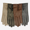 CS4070 (brown) - Women's Italian Silk Lined Lambskin Leather Gloves with Buttons 2