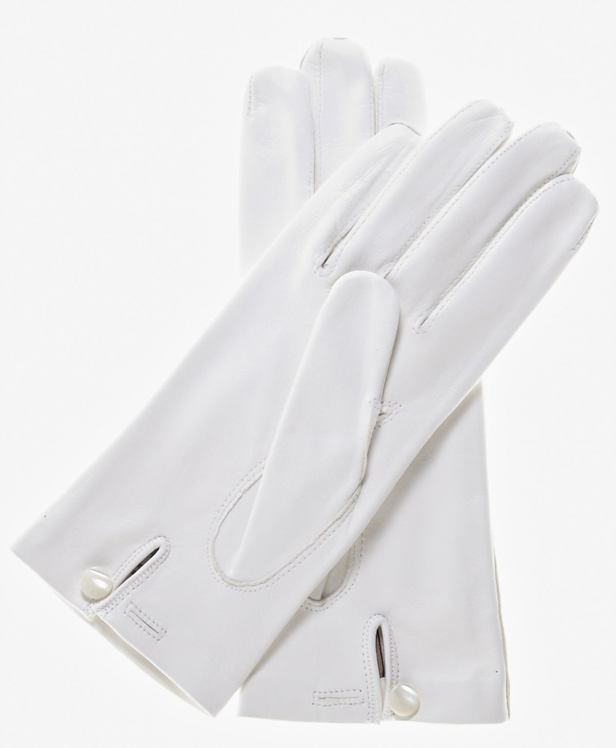 CS4101 (white) - Italian Silk Lined White Leather Wedding Gloves