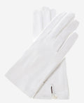 CS4101 (white) - Italian Silk Lined White Leather Wedding Gloves 1