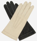 CS4104 (black) - Women's Italian Silk Lined Handsewn Leather Gloves with Contrast Stitching 3