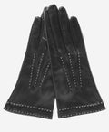 CS4204 (black) - Women's Italian Silk Lined Leather Gloves with Contrast Decorative Stitching 1