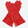 CS4204 (red) - Women's Italian Silk Lined Leather Gloves with Contrast Decorative Stitching 2